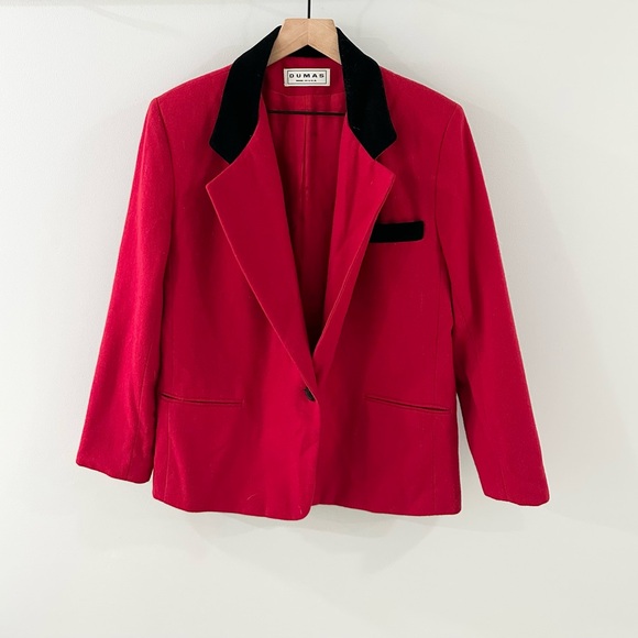 Dumas Pure Wool One Button Blazer Red Size 12 - Picture 1 of 5